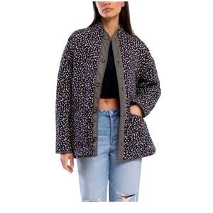 BLANK NYC Womens M Reversible Quilted Jacket Army Green or Floral Button Front